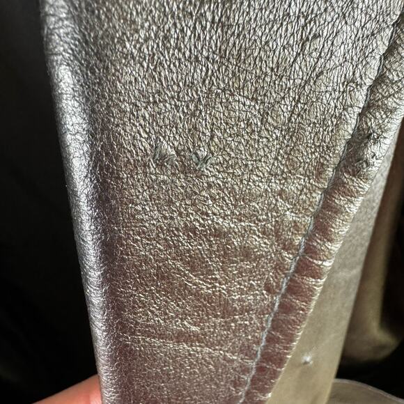 Vintage Gino di Giorgio Black Leather Button Up Trench Coat Size L - Picture 6 of 14